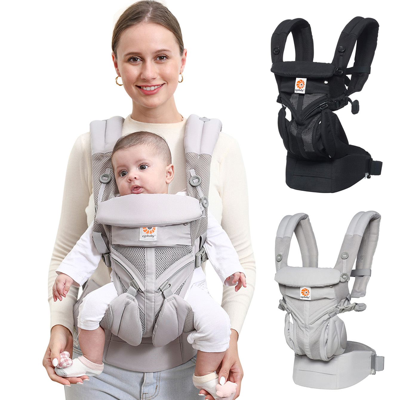 Ergonomic Baby Carrier Newborn To Toddler - เป้อุ้มเด็กอเนกประสงค์ตามหลักสรีรศาสตร์, เป้อุ้มเด็กแบบหลายช่อง, เหมาะสำหรับเด็กแรกเกิดถึงเด็กวัยเตาะแตะ 8-40 ปอนด์, สายรัดบุนวม