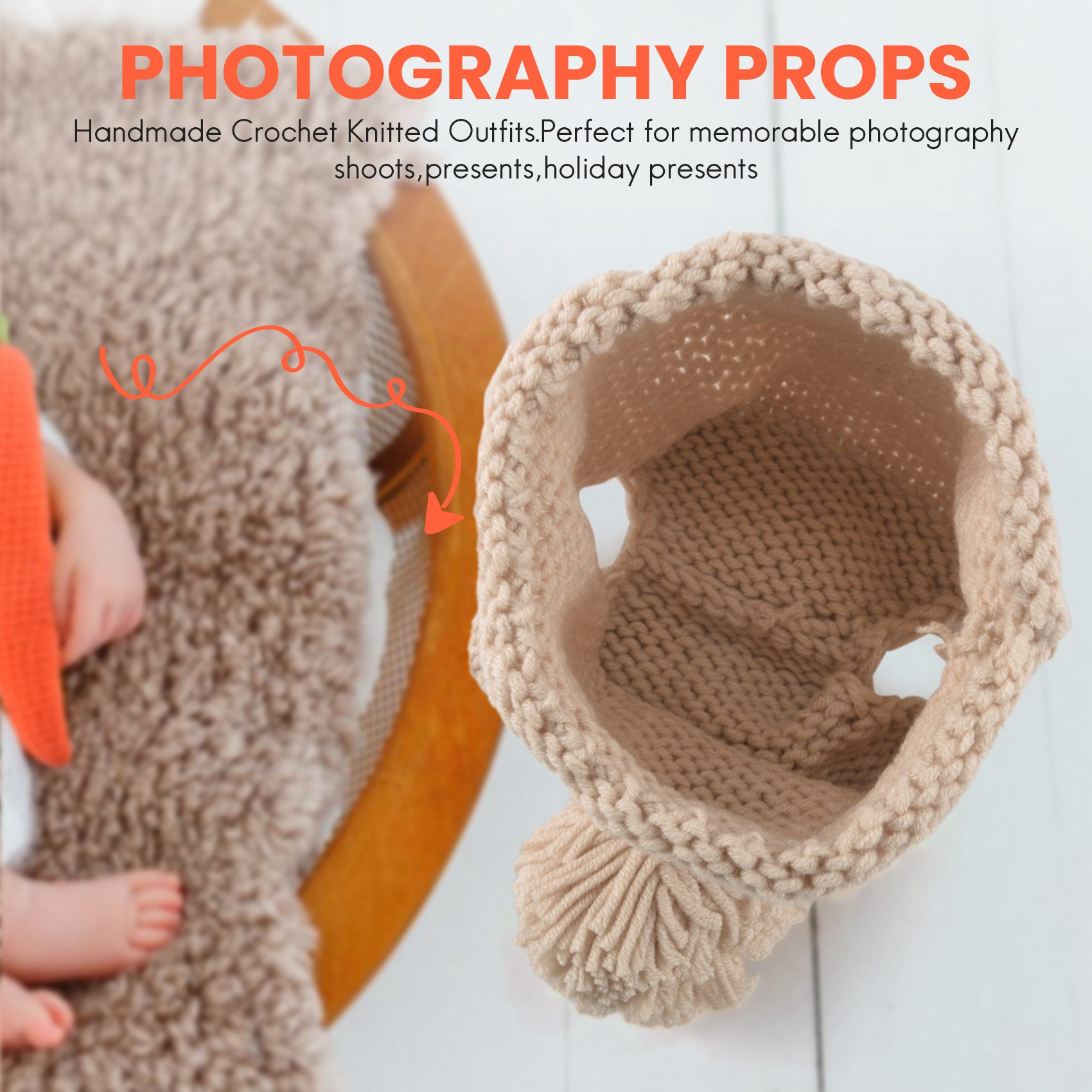 Infant Photography Props Outfit - ABJA-อุปกรณ์ประกอบฉากการถ่ายภาพทารกแรกเกิด ชุดถ่ายภาพเด็กทารกชายหญิง