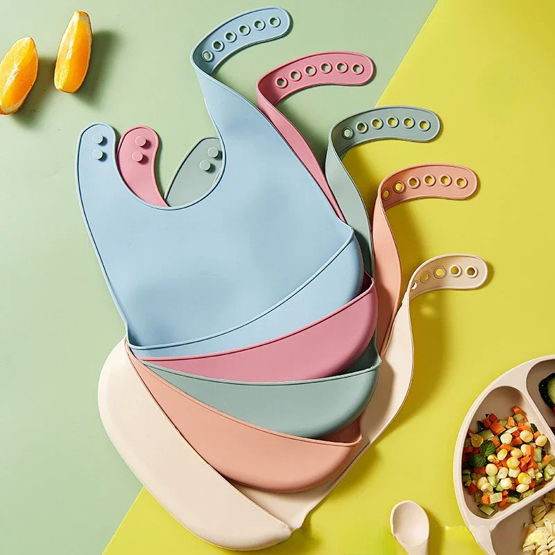 Waterproof Baby Bibs Silicone - ผ้ากันเปื้อนเด็กแบบปรับได้ 1/2 ชิ้น ผ้ากันน้ำซิลิโคนนุ่มสำหรับเด็กแรกเกิด ผ้าเช็ดน้ำลายเด็ก ผ้าพันคอเด็ก