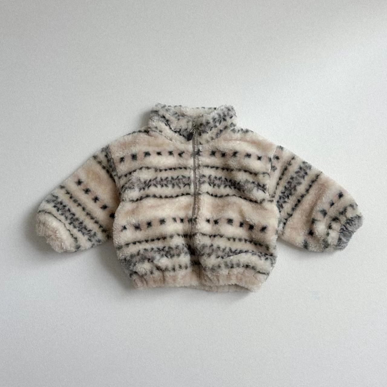 Toddler Boy Winter Fleece Jacket - เสื้อโค้ทเด็กอ่อนกันหนาว ผ้าพลัชอุ่นสบาย ลายวินเทจ เสื้อแจ็คเก็ตบุนวมสำหรับเด็กหญิง เสื้อโค้ทขนแกะแขนยาวสำหรับเด็กชาย เสื้อผ้าเด็ก