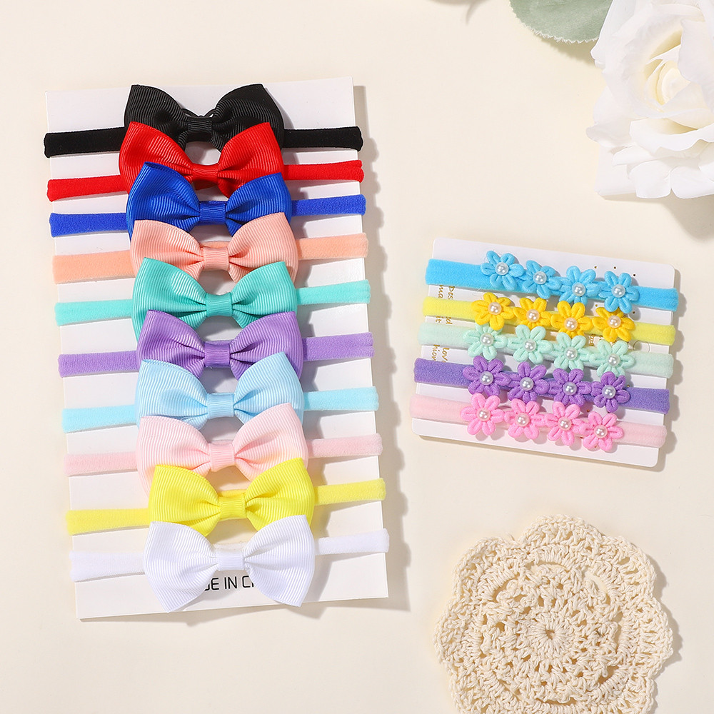 Baby Gear - 15 ชิ้นริบบิ้นโบว์ผ้าคาดศีรษะยืดหยุ่นสำหรับเด็กทารกน่ารักเครื่องสวมศีรษะทารกอ่อนอุปกรณ์เสริมผมที่คาดผมเครื่องสวมศีรษะ