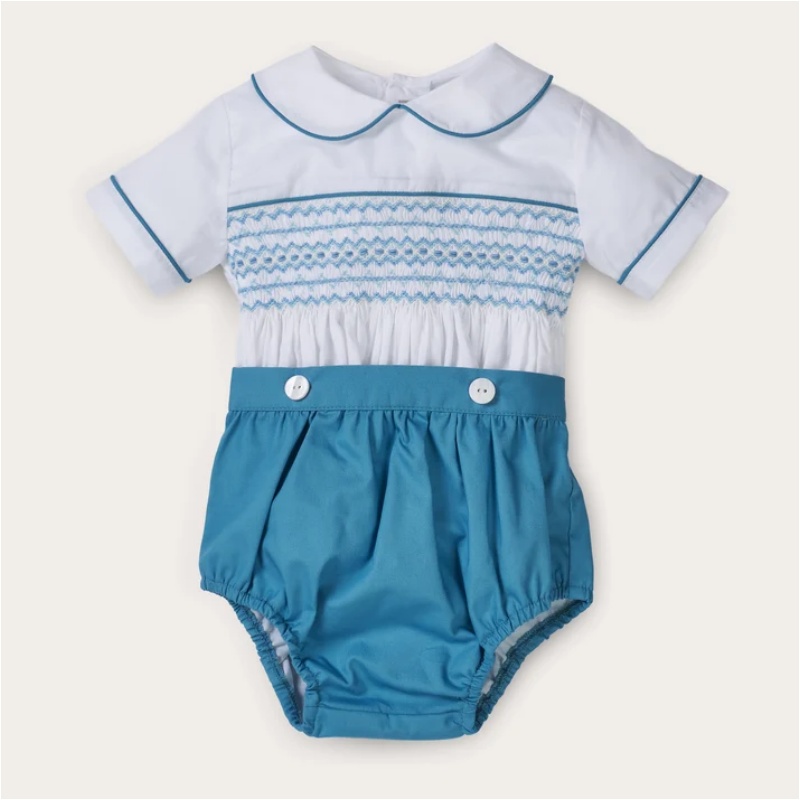 Baby Boy Suit Set Baptism - ชุดสูทเด็กชายวัย 0-6 ปี สำหรับฤดูร้อน ปักลายด้วยมือ สีฟ้าสไตล์วินเทจ