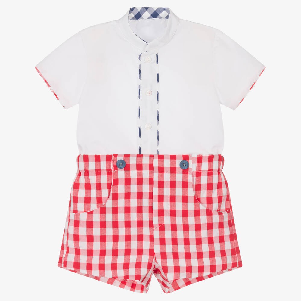 Baby Boy Suit Set Baptism - สเปนเสื้อผ้าเด็กทารกชุดเด็กในฤดูใบไม้ร่วงชุดเด็กทารก Baptism วันเกิดเสื้อแขนยาวเด็กวัยหัดเดินสีขาวเสื้อเชิ้ตกางเกงขาสั้นลายสก๊อต