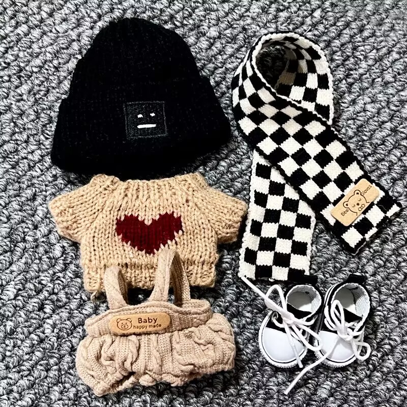 Baby Clothes - เสื้อผ้าเด็กน่ารัก 10 ซม. ชุดเสื้อกันหนาวฤดูใบไม้ร่วง ผ้าพันคอ ตุ๊กตา