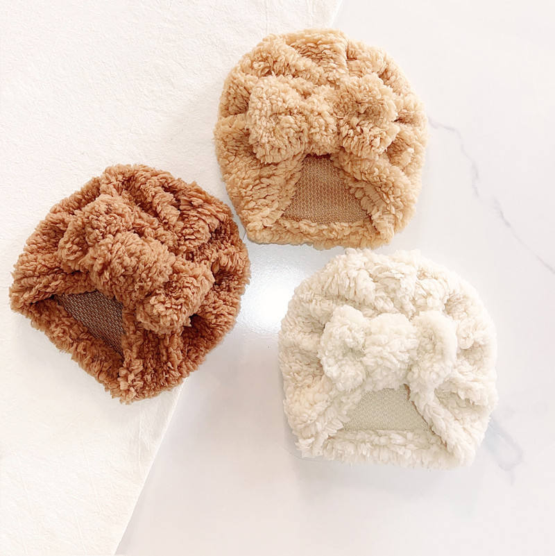 Infant Beanie Hat With Ears - หมวกผ้าโพกหัวเด็กแรกเกิดน่ารัก ผ้าหนานุ่ม ปิดหู กันหนาว สำหรับเด็กผู้ชายและเด็กผู้หญิง