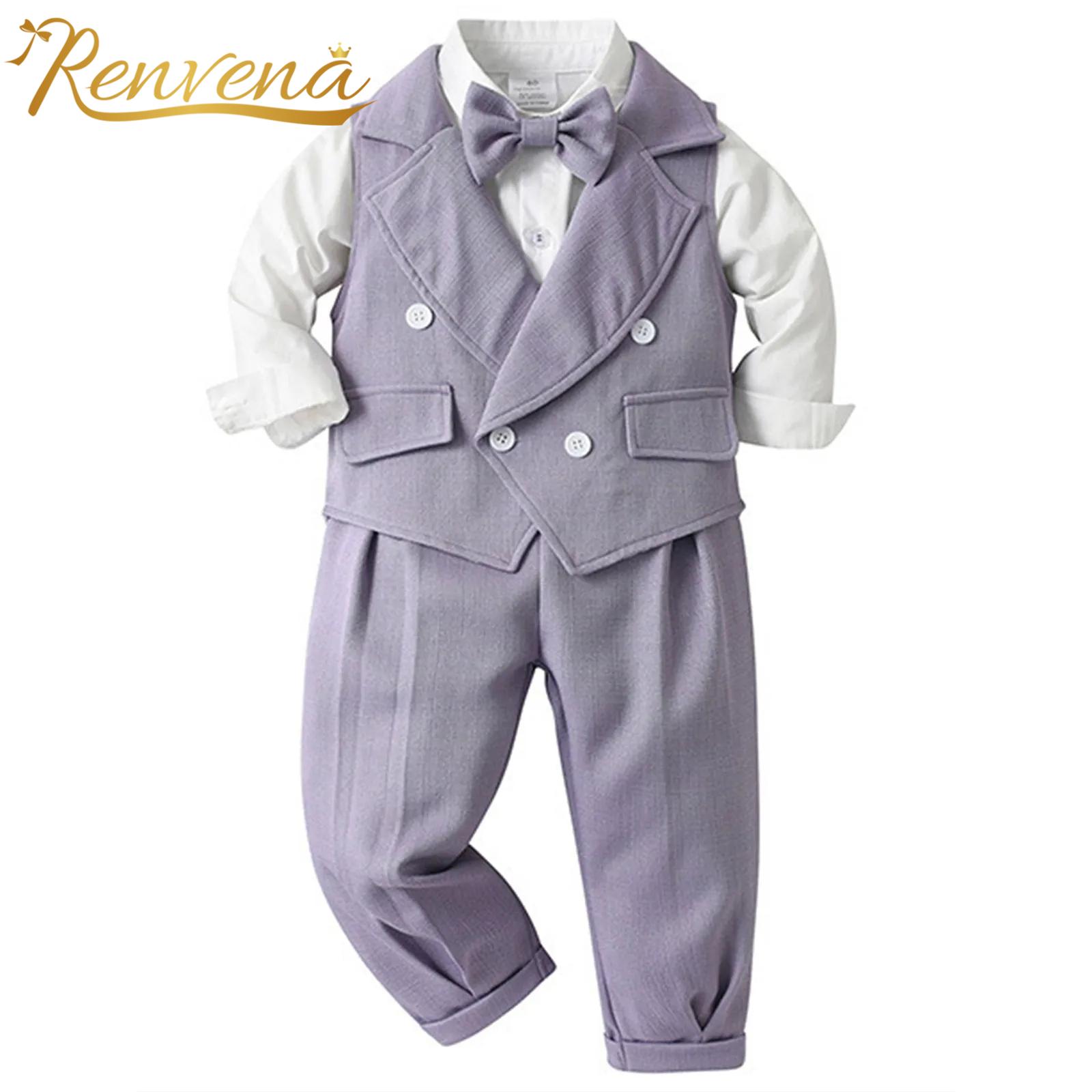 Baby Boy Suit Set Baptism - เด็กทารกชุดสุภาพบุรุษ Baptism Christening เครื่องแต่งกายเด็กวัยหัดเดินเสื้อผ้าแขนยาวเสื้อกั๊กกางเกงสําหรับวันเกิดงานแต่งงานชุด