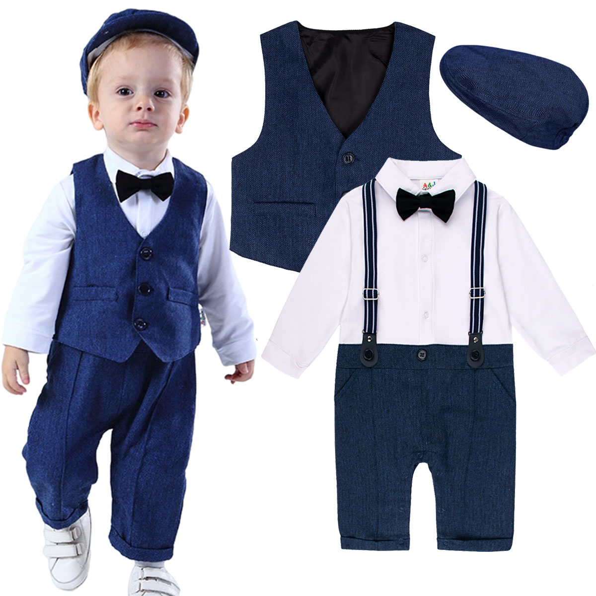 Baby Boy Suit Set Baptism - ชุดเด็กผู้ชายสำหรับงานแต่งงาน พิธีศีลจุ่ม ชุดอีสเตอร์ ชุดไปโบสถ์ ชุดรอมเปอร์สีขาวสำหรับทารกแรกเกิด ชุดรับศีลล้างบาป