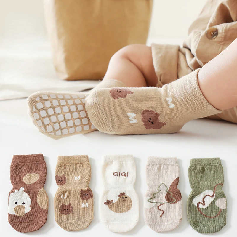 Unisex Baby Socks Non Slip - ฤดูใบไม้ร่วงใหม่ฤดูหนาว Kawaii เด็กถุงเท้าทารกลื่นถุงเท้าการ์ตูนหมีเป็ดผ้าฝ้ายพิมพ์ทารกแรกเกิดอุปกรณ์เสริม