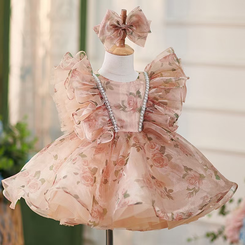 Toddler Girl Tulle Party Dress - ชุดเดรสเด็กผู้หญิงสีแชมเปญสวยหรู รุ่น Dreamy Vow J225 ผ้าทูลล์