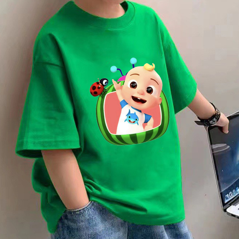 Baby Clothes - เสื้อยืดเด็กโคโคเมลอนส์ลายการ์ตูนอนิเมะ ผ้าฝ้าย แขนสั้น เสื้อเด็กชายเด็กหญิง เสื้อผ้าฤดูร้อน ลายการ์ตูนพิมพ์ลาย