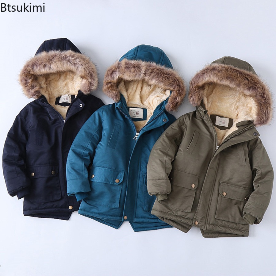 Toddler Boy Winter Fleece Jacket - เสื้อโค้ทเด็กบุขนแกะหนานุ่ม แจ็คเก็ตผ้าฝ้ายสำหรับเด็กชายและเด็กหญิง เสื้อกันหนาวมีฮู้ดบุผ้ากำมะหยี่ รุ่นใหม่ปี 2026 เสื้อคลุมเด็กเล็ก