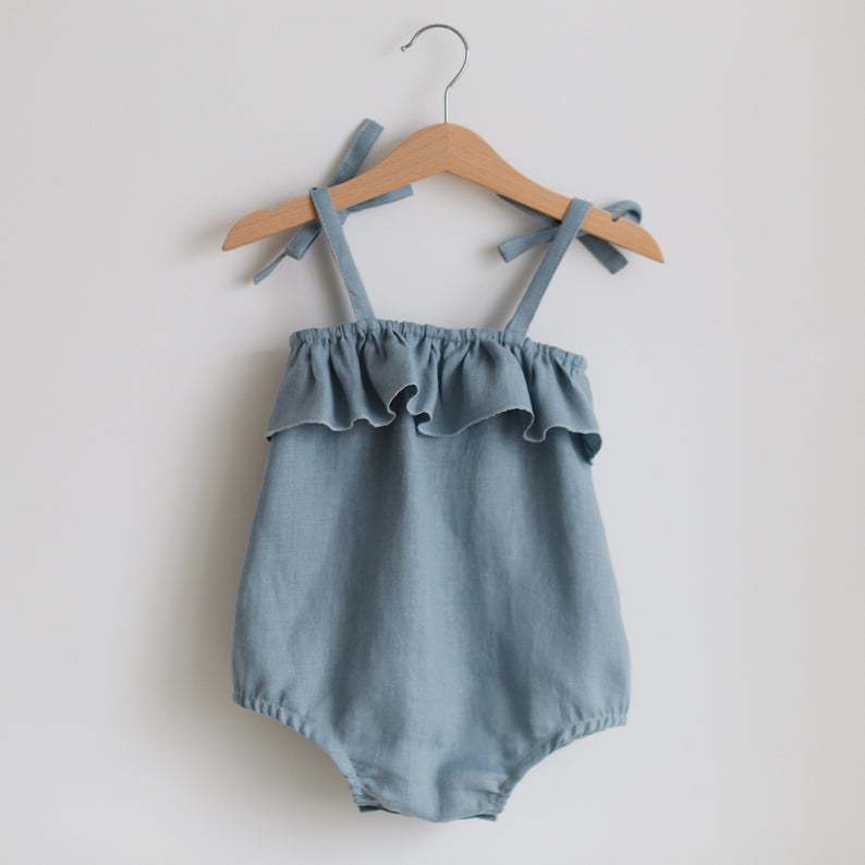 เสื้อผ้าเด็กผู้หญิงฤดูร้อน Rom - Baby Summer Linen Sleeveless Jumpsuit บทวิจารณ์และราคา