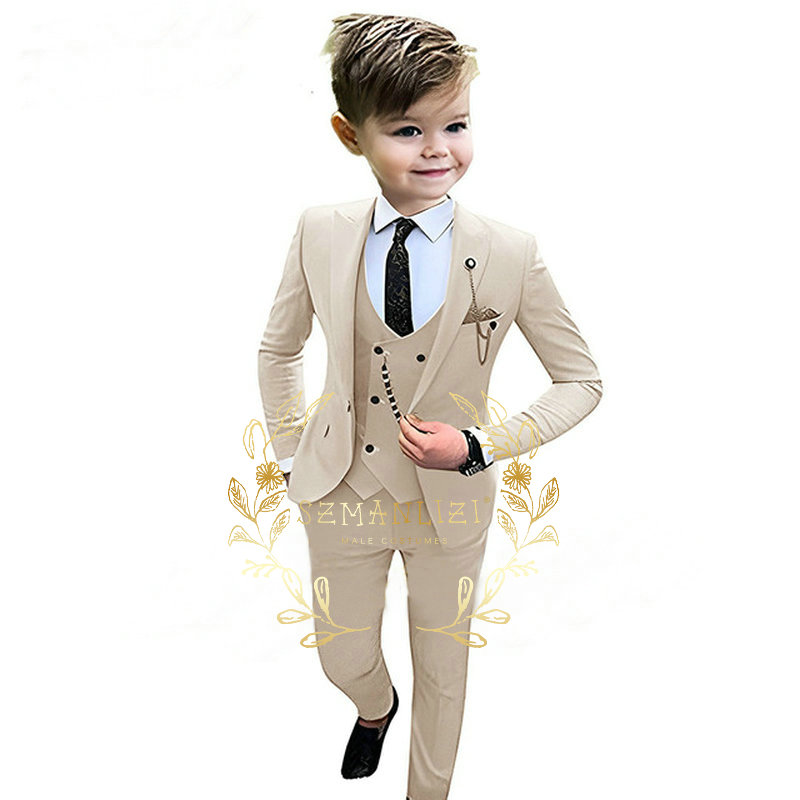 เด็ก Beige Blazer เสื้อกั๊กกาง - Baby Boy Suit Set Baptism บทวิจารณ์และราคา
