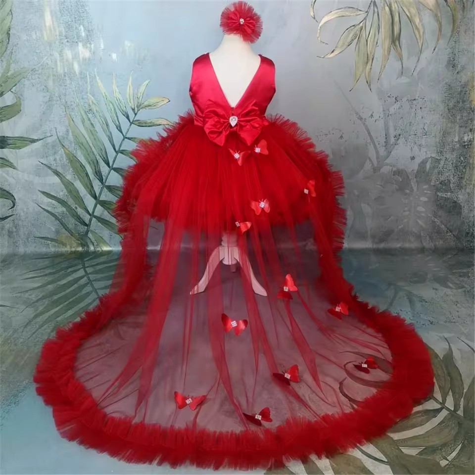 ชุดเดรสเด็กผู้หญิงสีแดงแบบกำหน - Toddler Girl Tulle Party Dress บทวิจารณ์และราคา