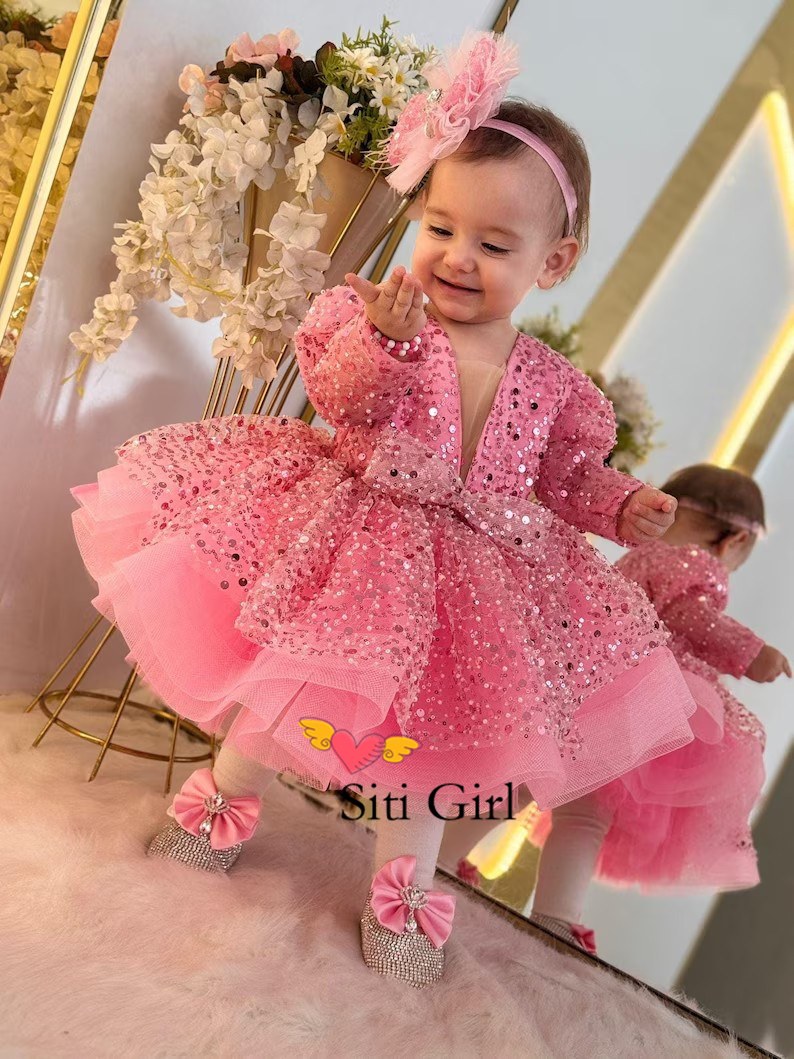 เจ้าหญิงสีชมพูชุดเด็กดอกไม้สาว - Toddler Girl Tulle Party Dress บทวิจารณ์และราคา