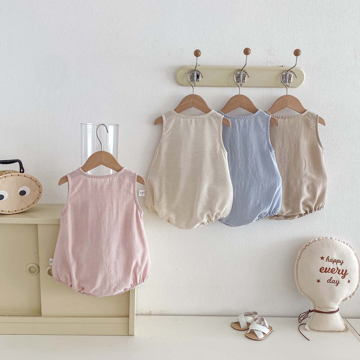 ชุดจั๊มสูทแขนกุดลายหมีสำหรับเด - Baby Summer Linen Sleeveless Jumpsuit บทวิจารณ์และราคา