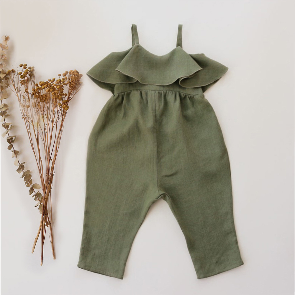 ชุดหมีเสื้อผ้าเด็กเด็กผู้หญิงฤ - Baby Summer Linen Sleeveless Jumpsuit บทวิจารณ์และราคา