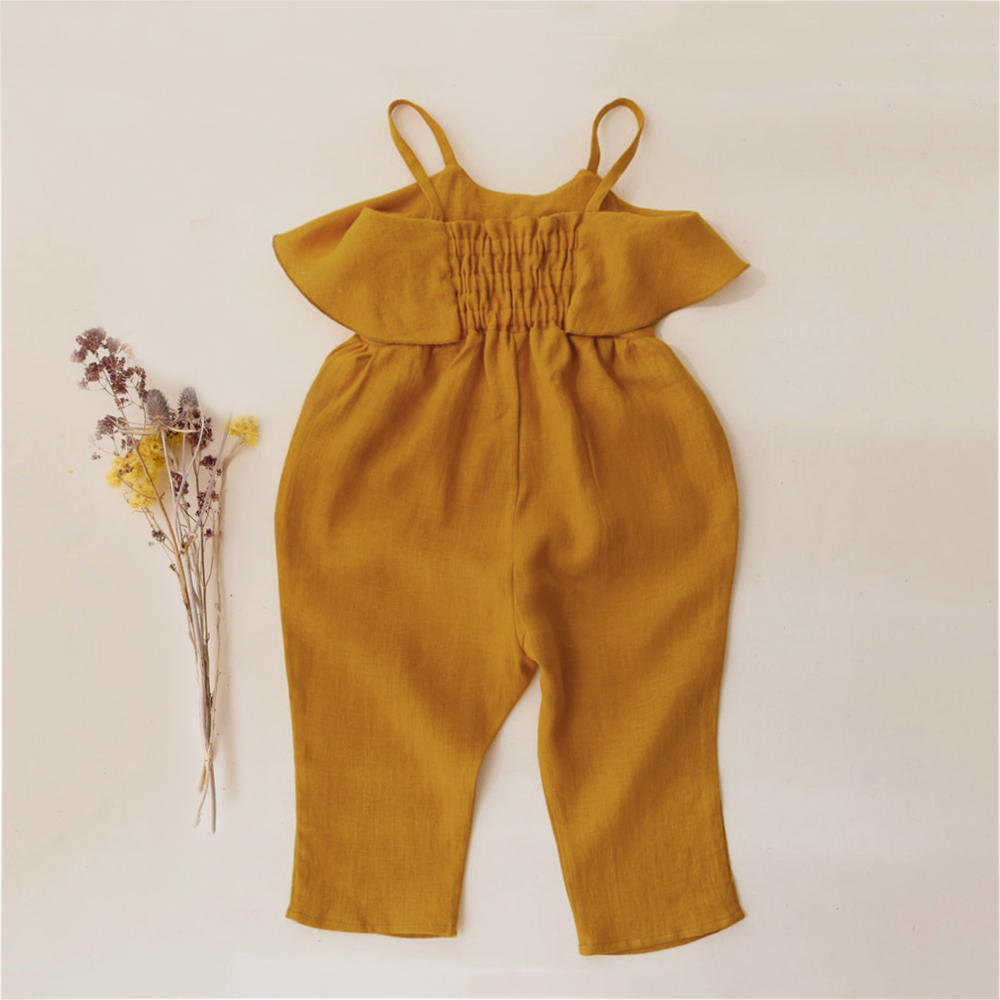 ชุดหมีเสื้อผ้าเด็กเด็กผู้หญิงฤ - Baby Summer Linen Sleeveless Jumpsuit บทวิจารณ์และราคา