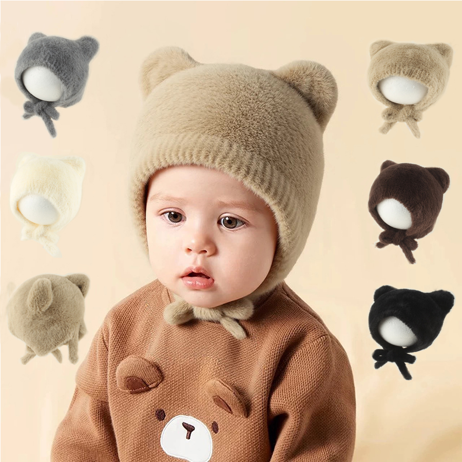 น่ารักการ์ตูนเด็กถักหมวกฤดูหนา - Infant Beanie Hat With Ears บทวิจารณ์และราคา
