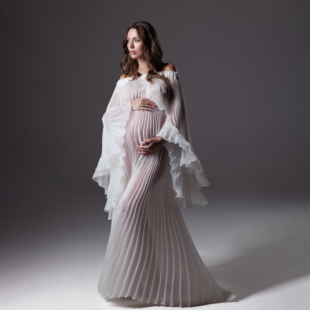 ชุดเดรสถ่ายภาพคนท้องแบบจีบระบา - Maternity Wear บทวิจารณ์และราคา