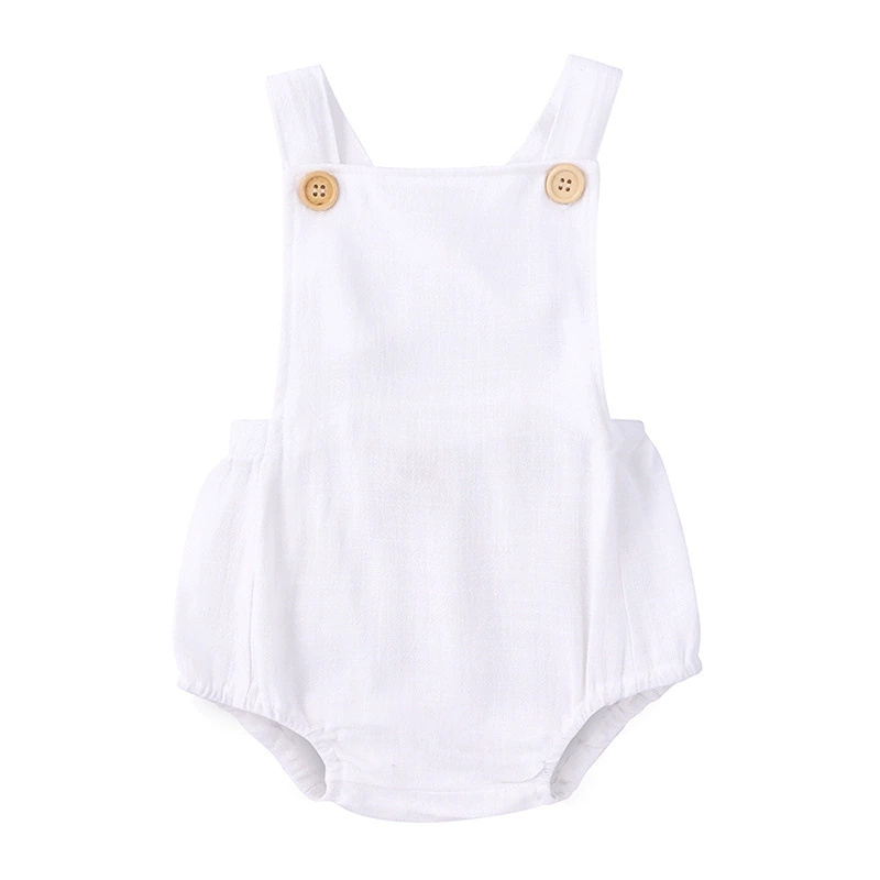 ชุดรอมเปอร์เด็กทารกแรกเกิดฤดูร - Baby Summer Linen Sleeveless Jumpsuit บทวิจารณ์และราคา