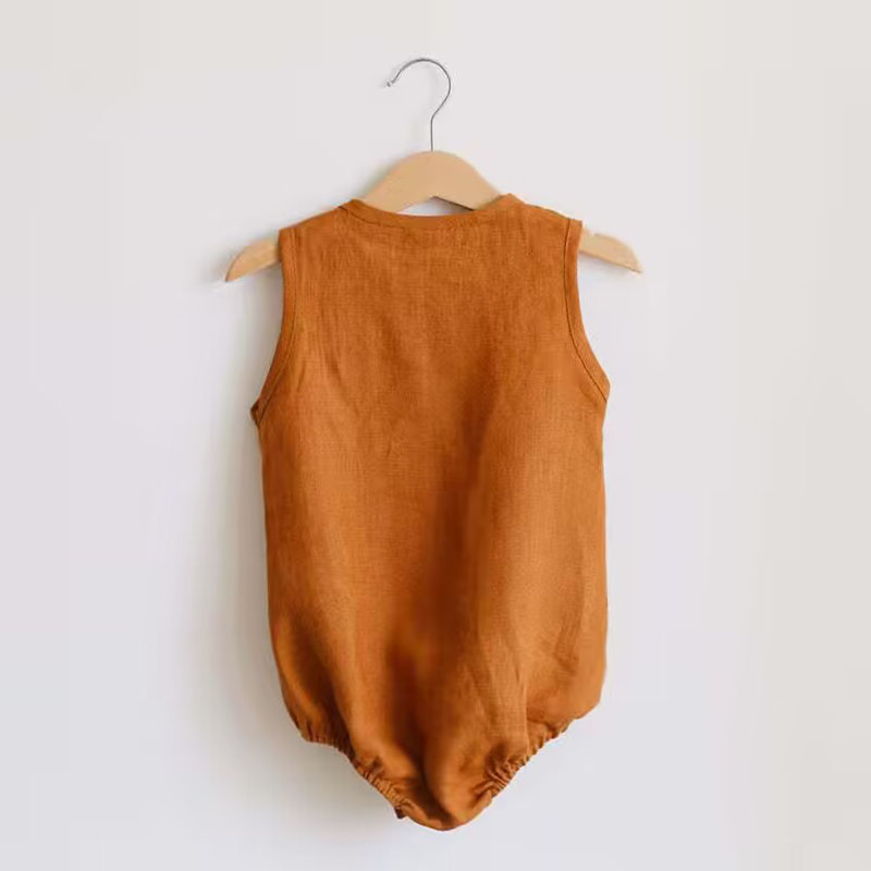 ทารกแรกเกิดเด็กทารกผ้าลินินผ้า - Baby Summer Linen Sleeveless Jumpsuit บทวิจารณ์และราคา