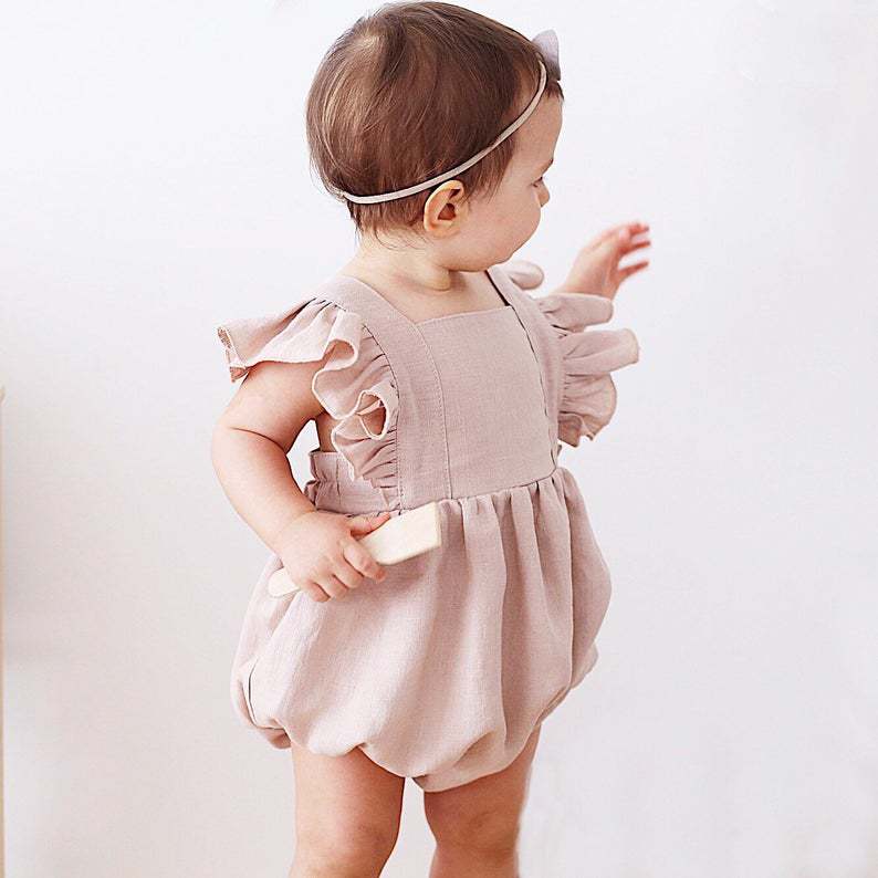 ชุดรอมเปอร์เด็กผู้หญิงสำหรับฤด - Baby Summer Linen Sleeveless Jumpsuit บทวิจารณ์และราคา