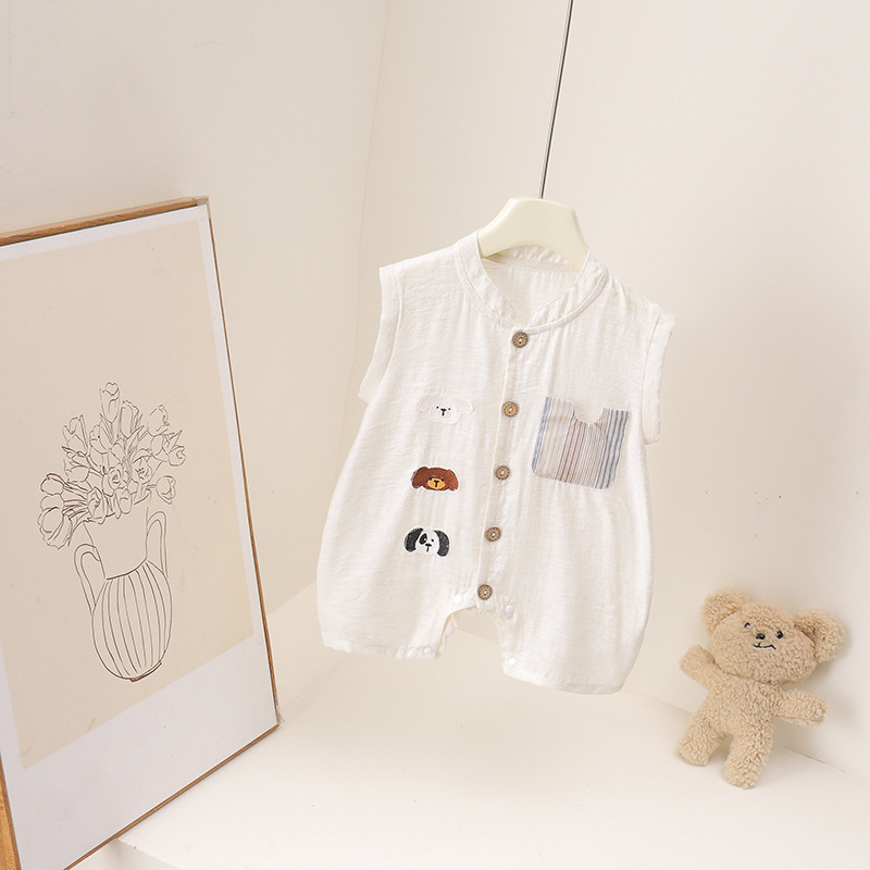 ชุดรอมเปอร์ฤดูร้อนสำหรับเด็กทา - Baby Summer Linen Sleeveless Jumpsuit บทวิจารณ์และราคา